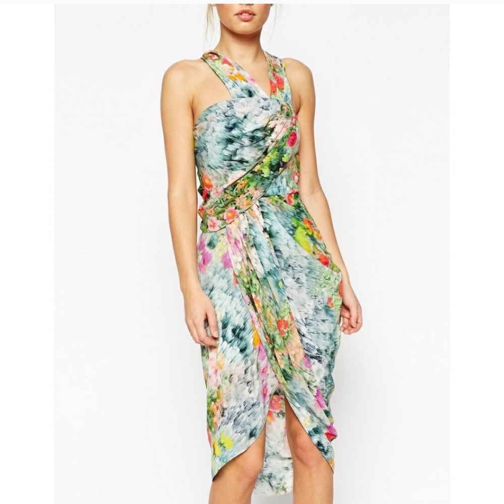 ASOS Asymmetrical halter midi dress